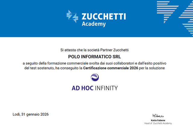 Attestato Commerciale Infinity