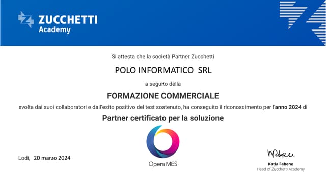 Attestato Opera Commerciale 2024